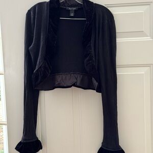 White House /Bleck Market Black Ruffled Cardigan long Sleeved Small